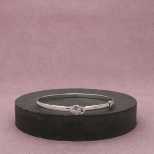 sterling silver vintage sea shell hook-on bangle bracelet size 6.5in